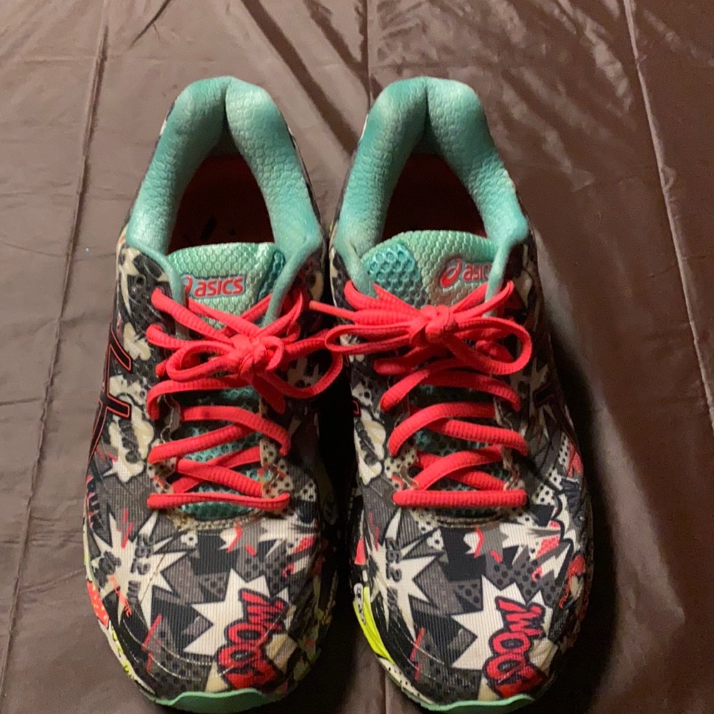 Asics Multicolor Athletic Shoes with Red Laces